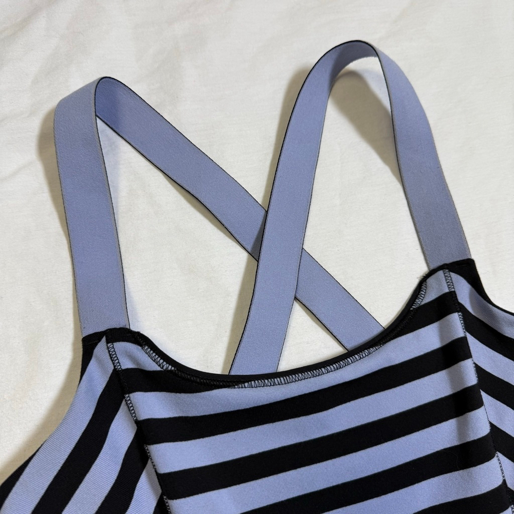 LULULEMON Top Women Size 6 Small Sea Stripe Polar Haze Black Work It Out Tank - Picture 5 of 12